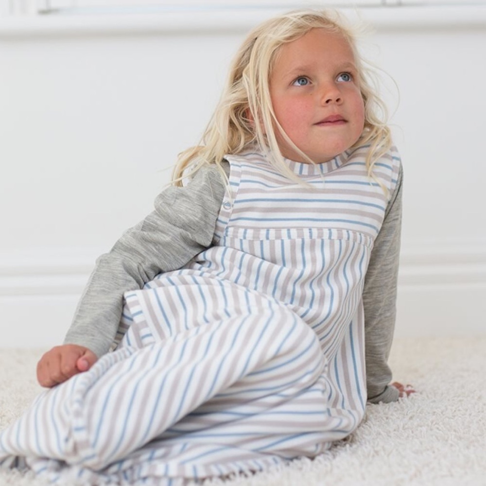 Merino Kids GoGo Bag Duvet Weight 2-4 years Grey/Blue Stripe **Brand New**
